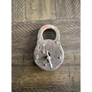 Antique VTG 6 Lever Lock Padlock and Key USA Industrial Steampunk Heavy Works